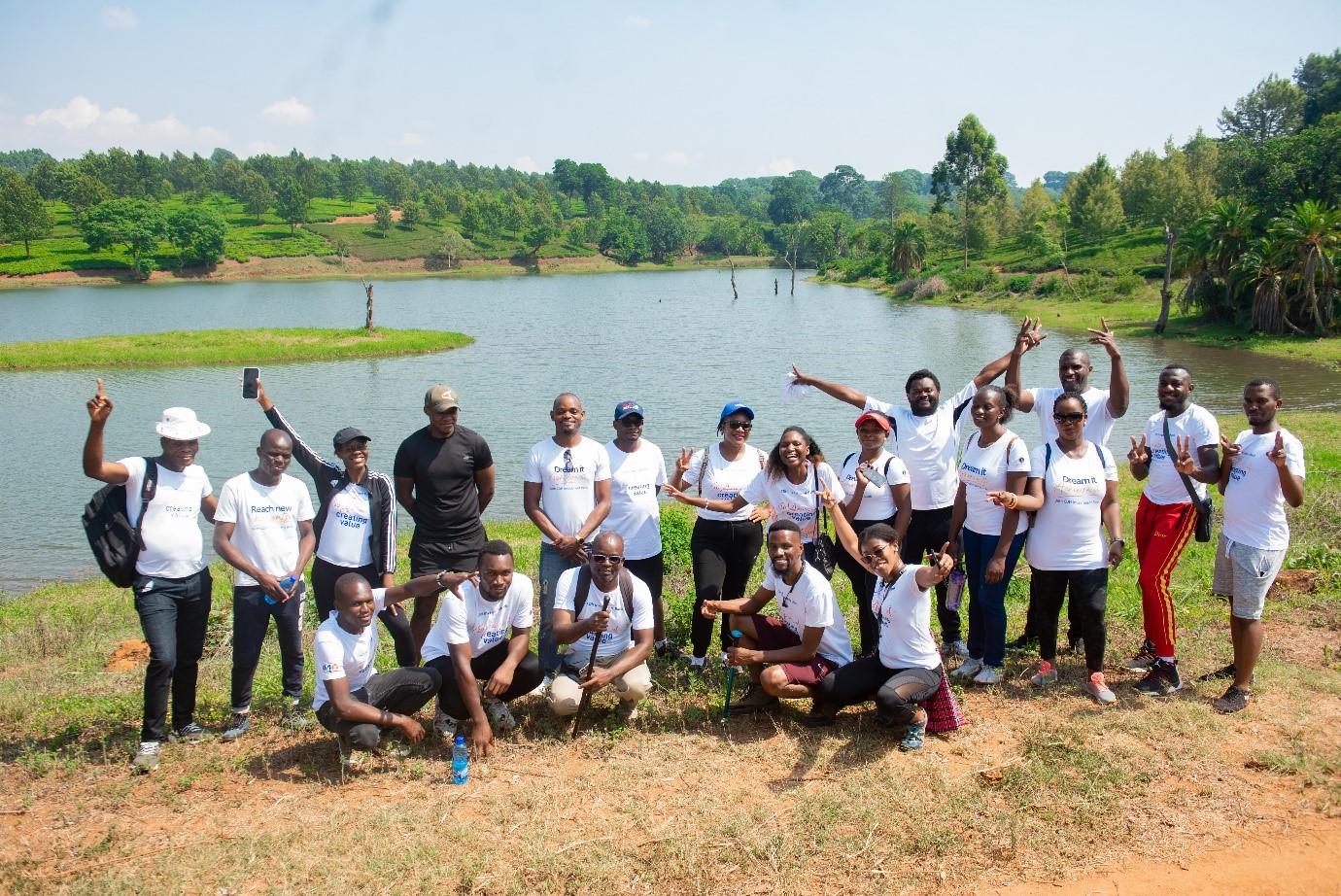 Some of the Blantyre staff captured at the walk along Makandi Dam